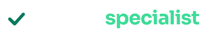 Reviewspecialist logo, witte versie